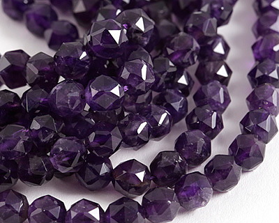 Amethyst (A) Diamond Cut Faceted Round 7.5-8mm