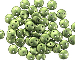 CzechMates Glass ColorTrends: Sueded Gold Fern 2-Hole Lentil 6mm