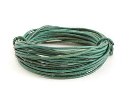 Natural Emerald Round Leather Cord 2mm, 32 feet
