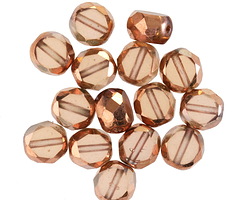 Czech Glass Rosaline w/ Copper Luster Faceted Table Cut Oval 8x7mm