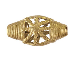 African Brass (Ghana) Horse Eye w/ Roped Starburst 33-34x17-19mm