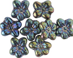Czech Glass Iris Green Wild Violet 12x14mm