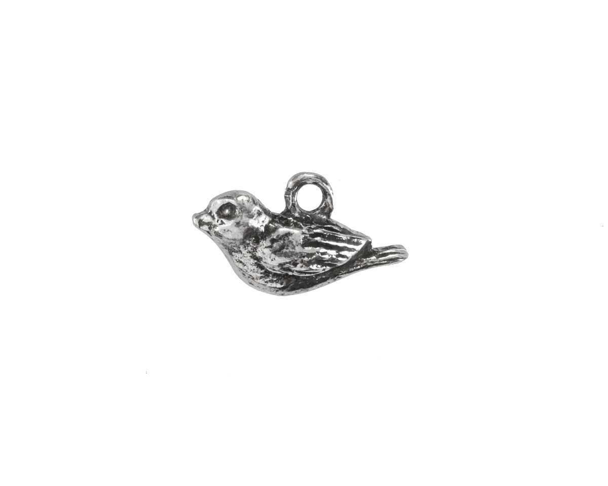 Green Girl Pewter Tiny Bird Charm 17x9mm