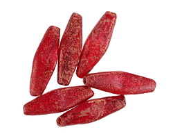 Czech Glass Matte Textured Ruby w/ Copper Wash Rhombus 20x8mm