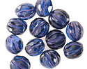 Czech Glass Pacific Blue w/ Iris Luster & Purple Faceted Melon Round 10mm