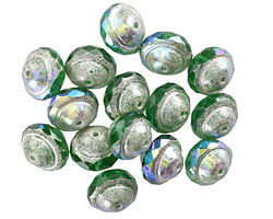 Czech Glass Emerald AB w/ Antique Silver Finish UFO 8x10mm