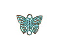 Patina Blue Copper (plated) Filigree Butterfly Focal Link 15x19mm