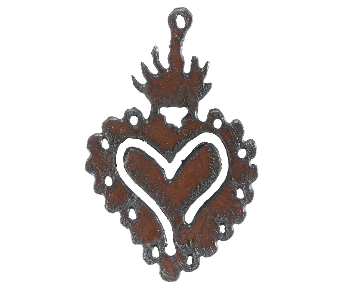 Universal Ironworks Rusted Iron Milagro Heart Focal 70x45mm