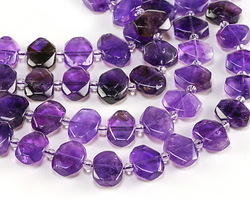 Amethyst Side-Drilled Faceted Flat Slab 12x15-16mm