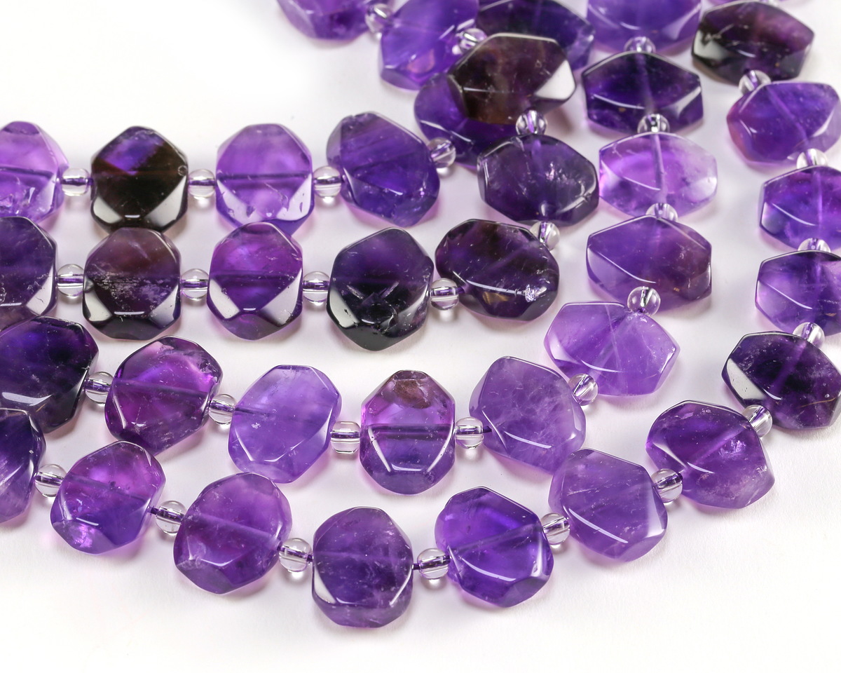 Amethyst Simple Cut Side Drilled Freeform Rectangle 12x15-16mm