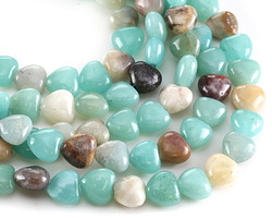 Black Gold Amazonite Puff Heart 10mm