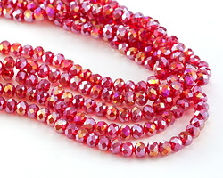 Ruby AB Crystal Faceted Rondelle 6mm