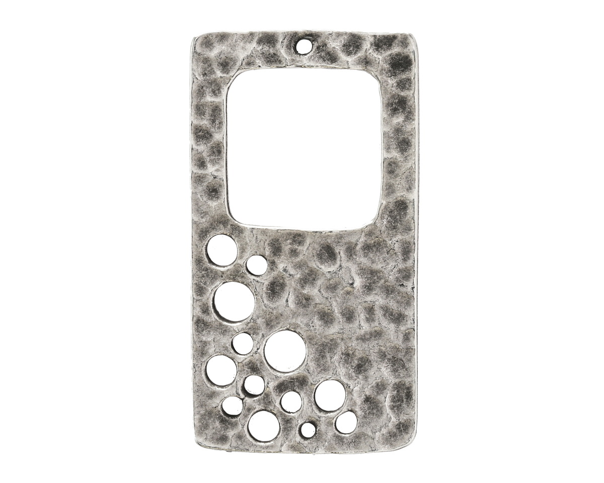 Mykonos Antique Silver (plated) Space Stencil Rectangle Focal 40x22mm