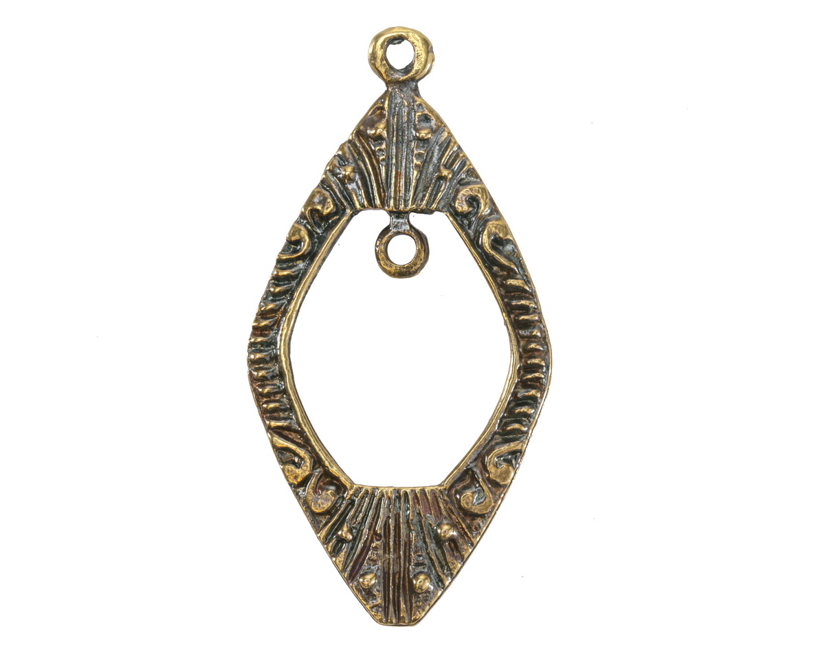Mykonos Antique Brass (plated) Ornate Open Teardrop w/ Loop Focal 21x42mm