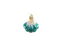 18k Gold (plated) White & Turquoise Enamel Scallop Shell Focal 12x12.5mm