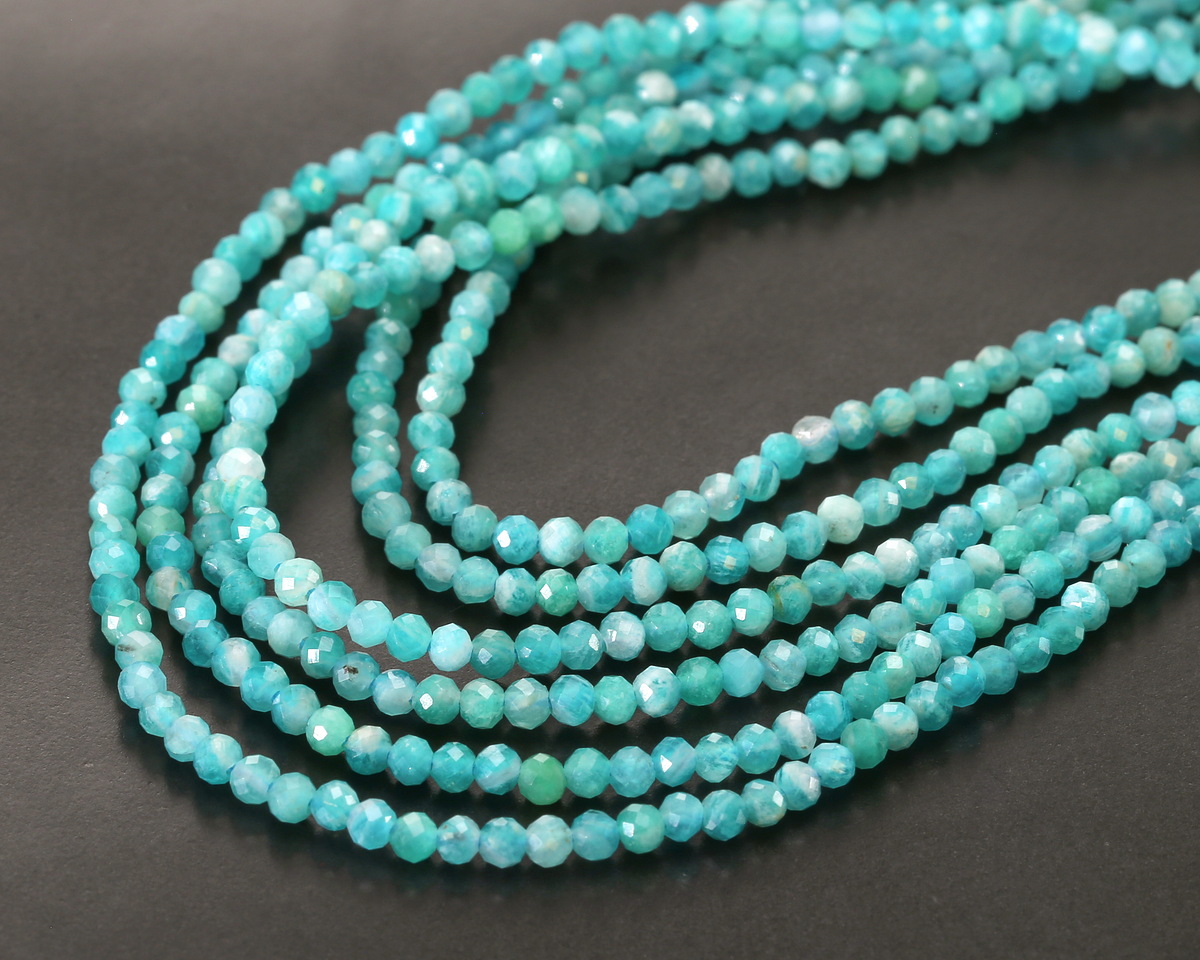 Russian Amazonite (A) Microfaceted Round 2mm