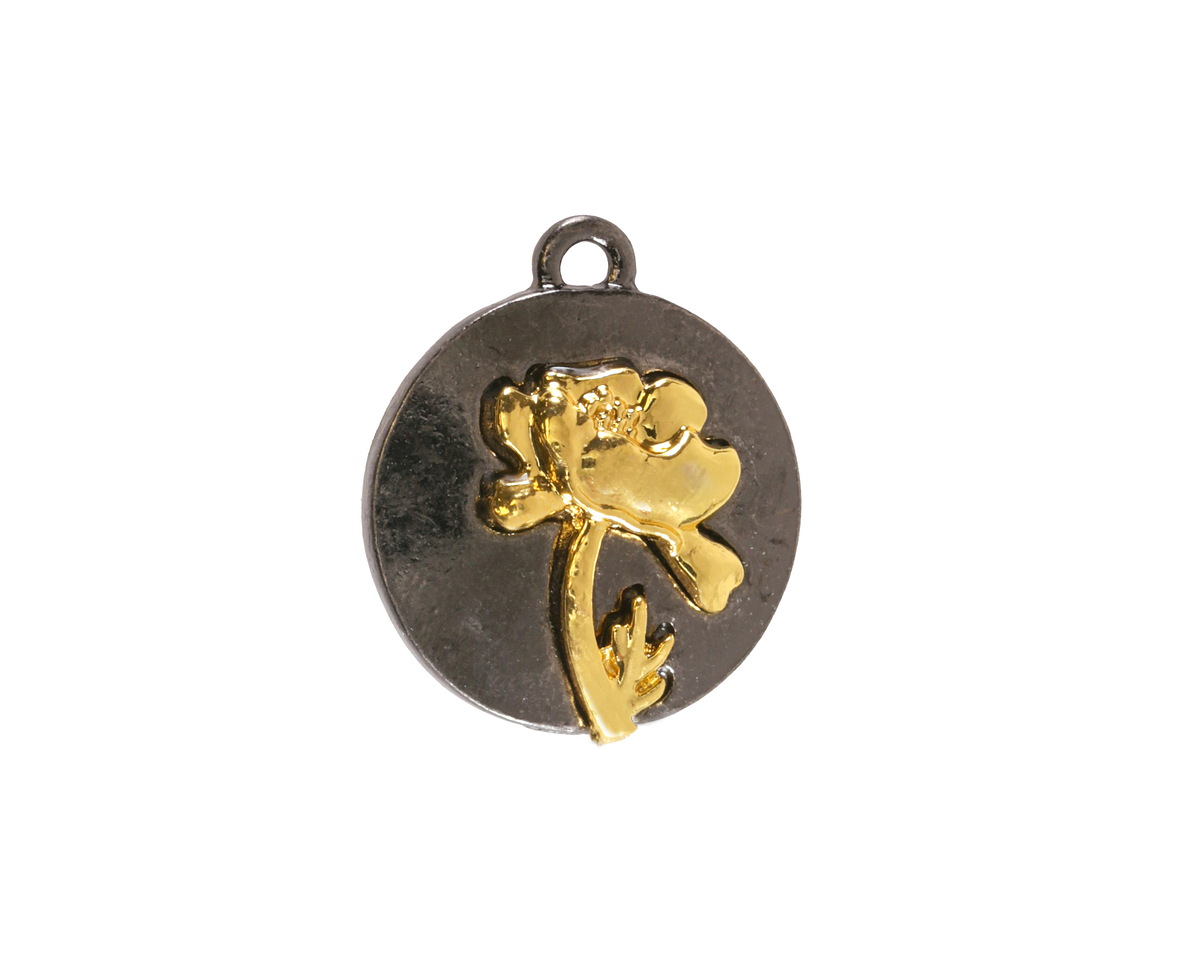 Poppy Two-Toned Gunmetal & Gold Finish Round Focal 17.5x20.5mm