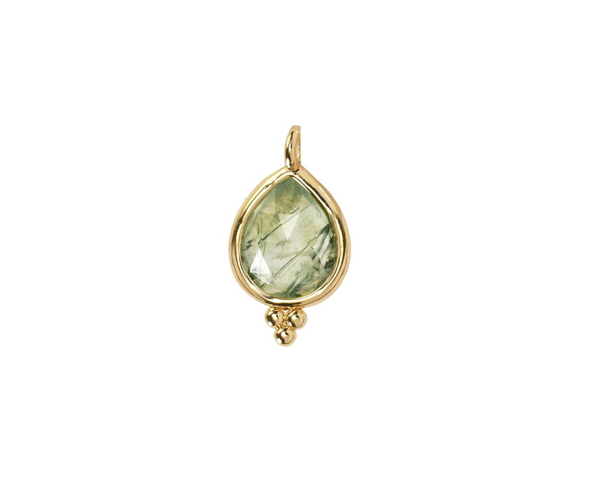 Prehnite w/ Gold Finish Faceted Teardrop Focal 10x12mm
