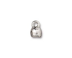 TierraCast Rhodium (plated) Hammertone Crimp End Cap 7x10mm