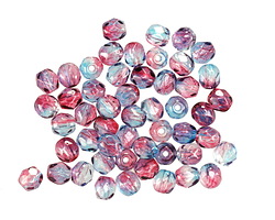 Czech Glass Dual Coated Aqua/Fuchsia Fire Polished Round 4mm