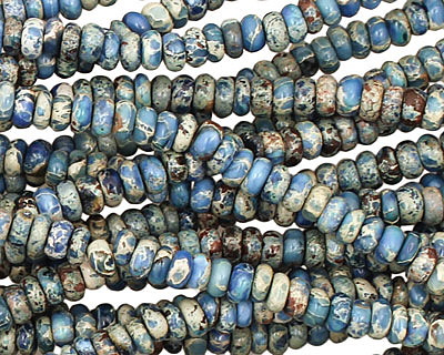 Denim Blue Impression Jasper Rondelle 4mm