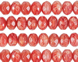 Czech Glass Cherry Chip Picasso Fire Polished Rondelle 6x9mm