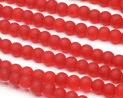 Cherry Red Beach-Style Glass Round 4mm