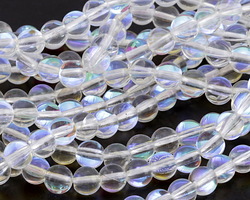 Clear Fused Glass AB Round 6mm
