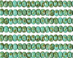 Czech Glass Green Turquoise Picasso Fire Polished Rondelle 3x5mm
