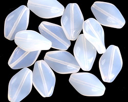Czech Glass White Opal Twisted Oval 13x8mm