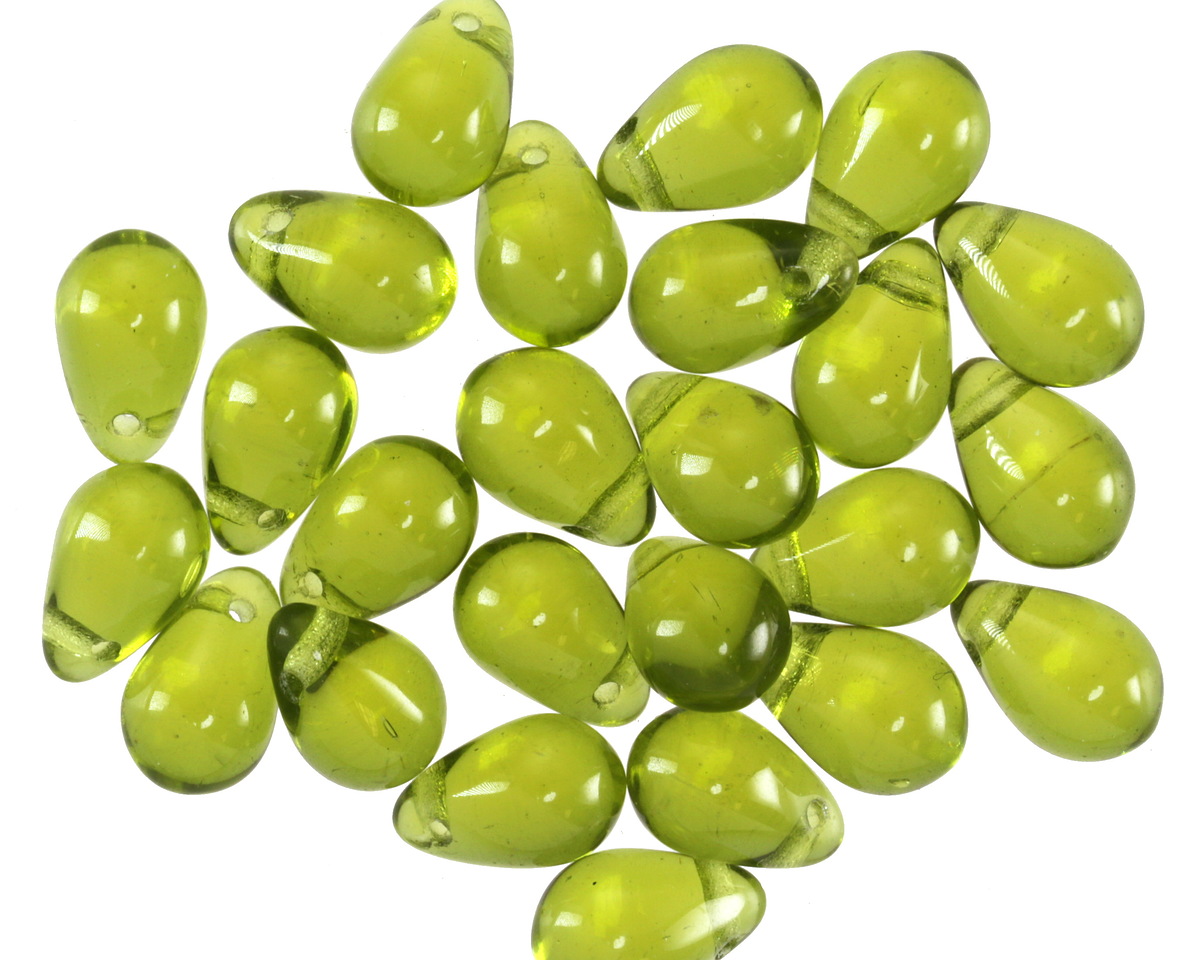 Czech Glass Olivine Teardrop 6x9mm