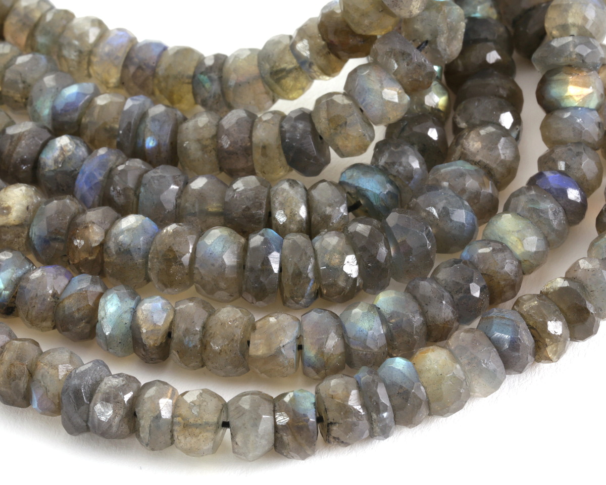 Labradorite Faceted Rondelle 3-4x7-8.5mm