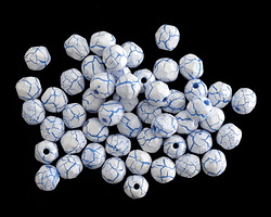 Czech Glass Ionic White w/ Blue Fire Polished Round 4mm