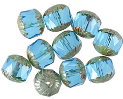 Czech Glass Aquamarine Picasso Cruller 10mm