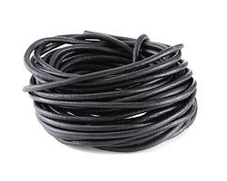 Natural Black Round Leather Cord 4mm, 16 feet