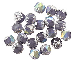 Czech Glass Blueberry Muffin AB w/ Silver Lantern 6mm