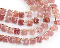 Strawberry Quartz (A) Microfaceted Teardrop 8x10mm