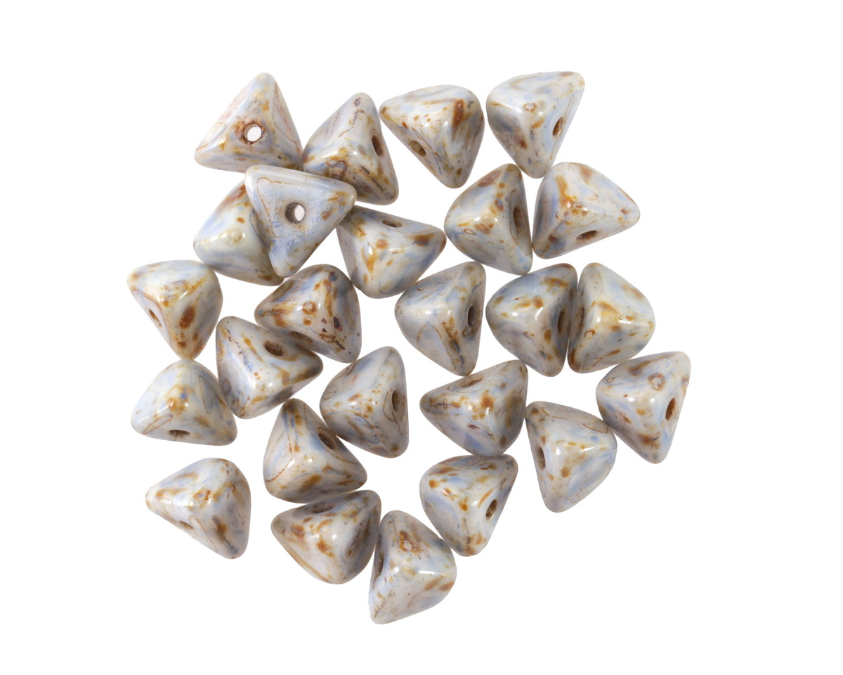 Czech Glass Luster Ice Blue Picasso Half Pinch Bead 4x7mm