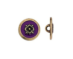 TierraCast Antique Brass (plated) Purple Blossom Button 14mm