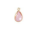 Rose Pink Crystal Teardrop in Gold Finish Bezel 10.5x18mm