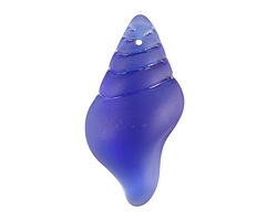 Royal Blue Beach-Style Glass Conch Shell Pendant 20x39mm