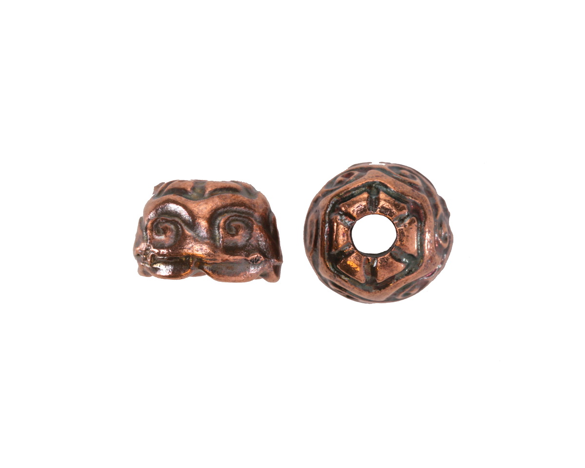 Mykonos Antique Copper (plated) Swirly Bead Cap 11mm