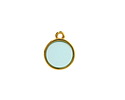 24K Gold (Plated) Transparent Sea Green Resin Round Focal 12x14mm