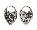 Green Girl Pewter "Love Conquers All" Flower Heart Focal 28x38mm