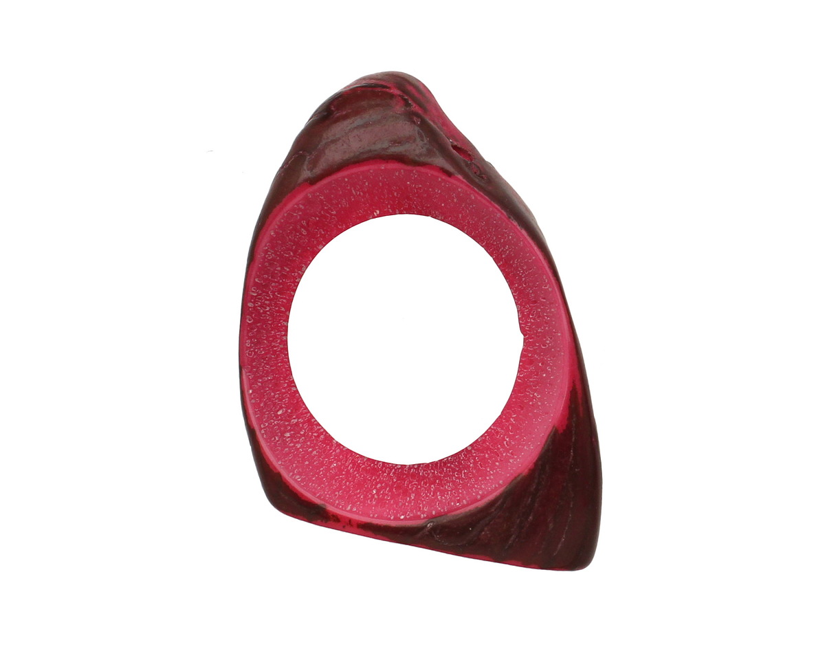 Tagua Nut Hot Pink Open Slice (side drilled) 33-45x24-36mm