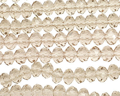 Greige Crystal Faceted Rondelle 6mm