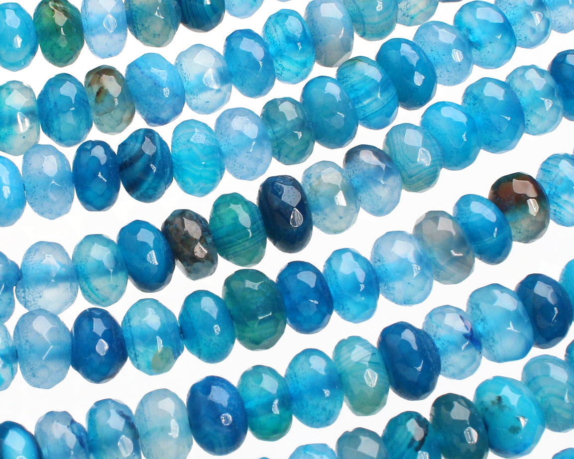 Sky Blue Agate Faceted Rondelle 8-9mm