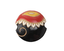 Golem Studio Red & Black Paisley Carved Ceramic Lentil 23mm