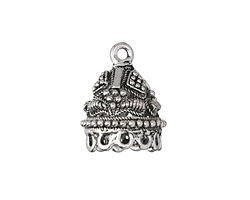 Antique Silver (plated) Embroidered Tassel Cap 17x22mm