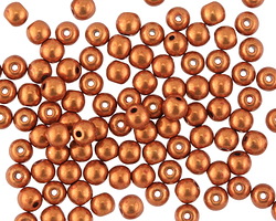 Czech Glass ColorTrends: Saturated Metallic Russet Orange Round 4mm
